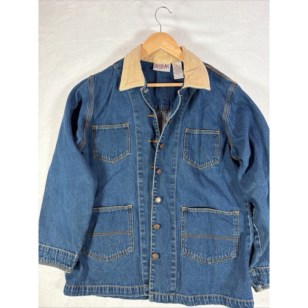 Bill Blass Jeans Vintage 90s Denim Chore Barn Jacket Corduroy Collar M